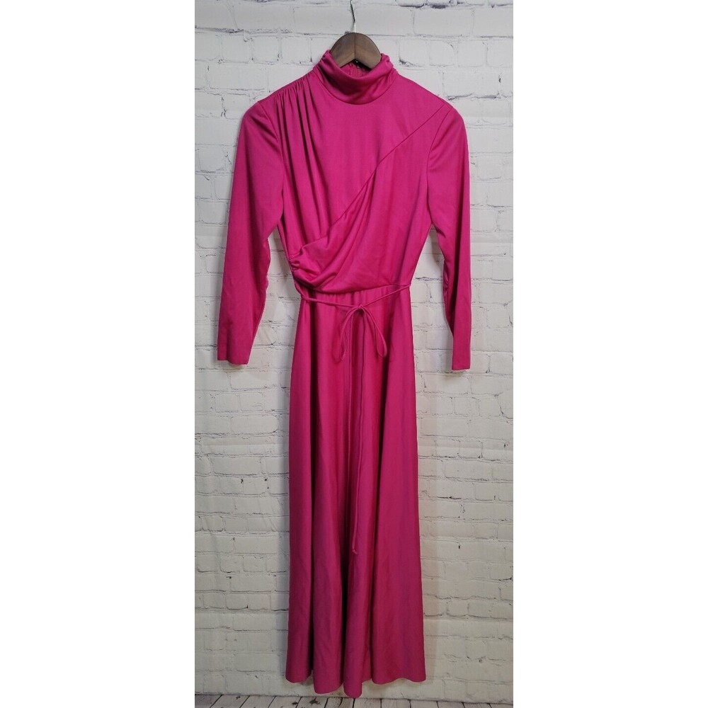 Vintage House of Bianchi Dress looks like a size Sm No size tag Hot Pink Maxi